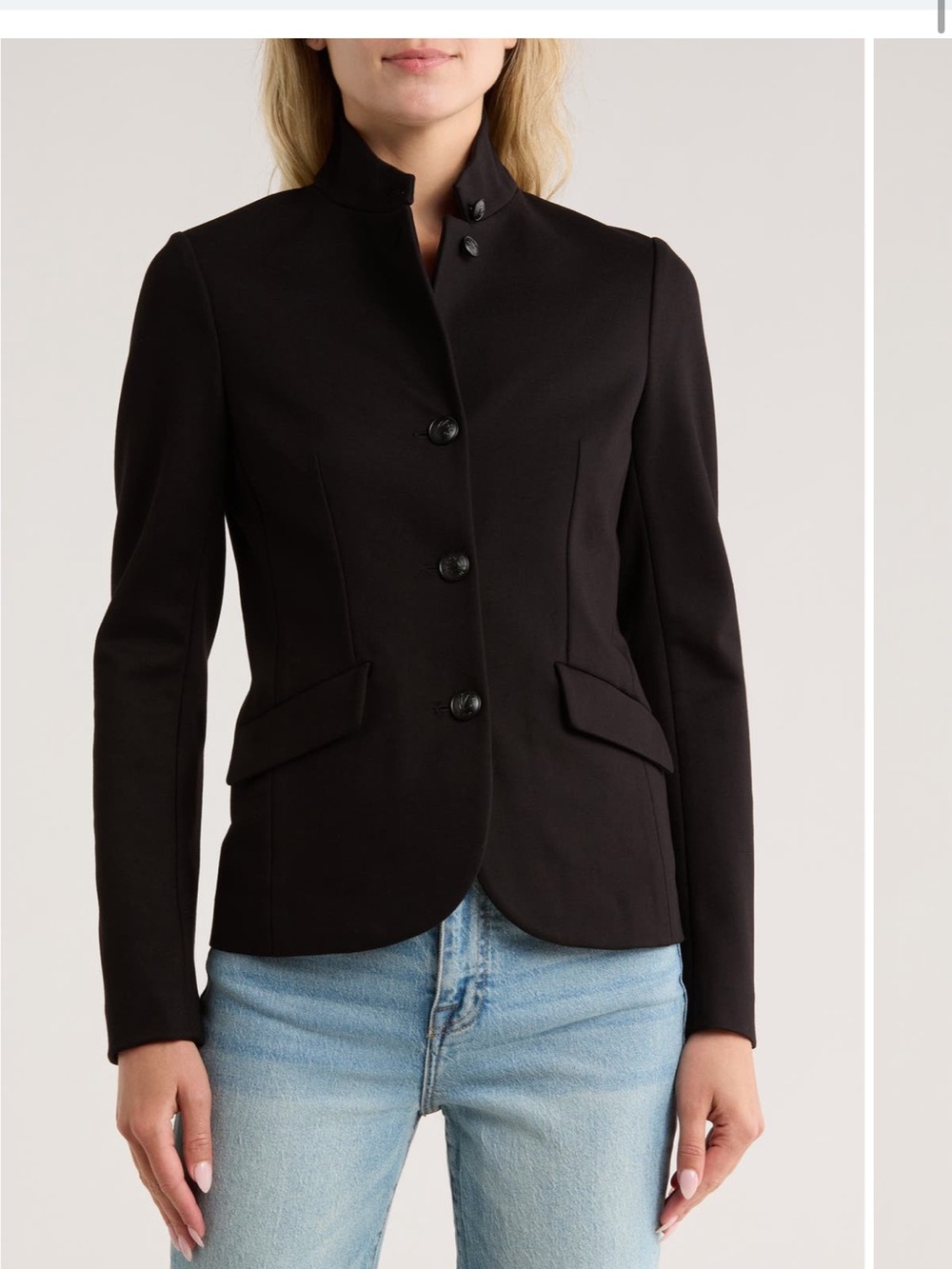 Rag & Bone Black Stand-Collar Tailored Blazer (Sadie Slim Fit, Ponte Knit)